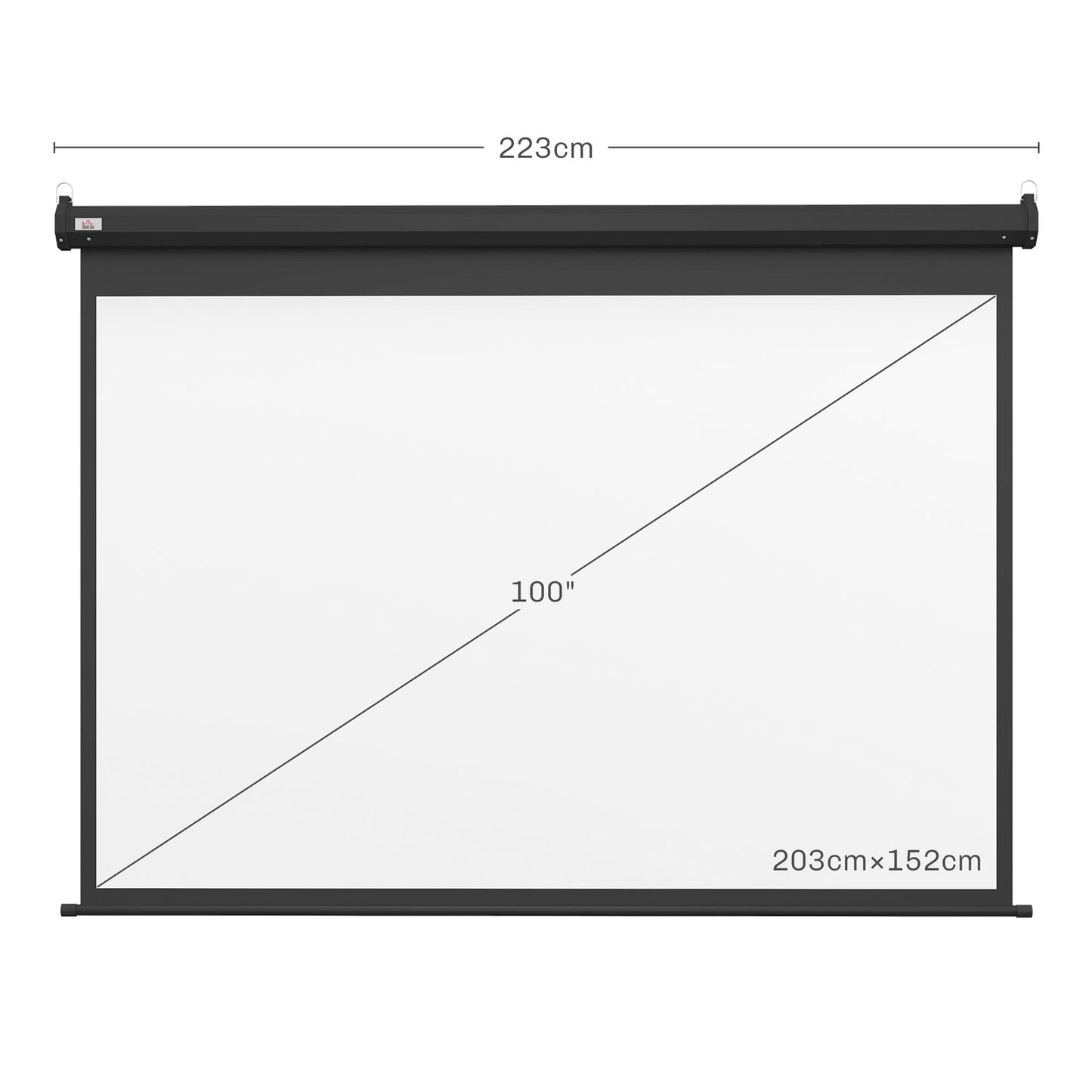 100-Inch Projector Screen, 4:3, 203x152 cm, Black