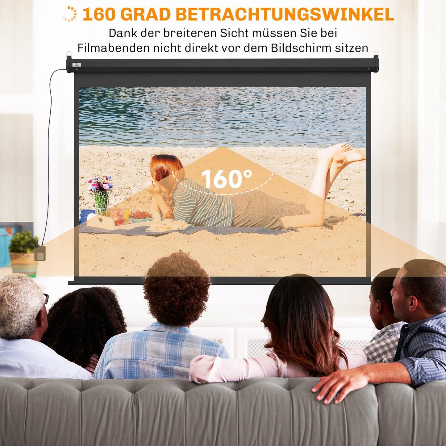 100-Inch Projector Screen, 4:3, 203x152 cm, Black