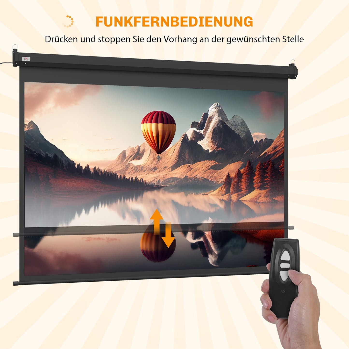 100-Inch Projector Screen, 4:3, 203x152 cm, Black