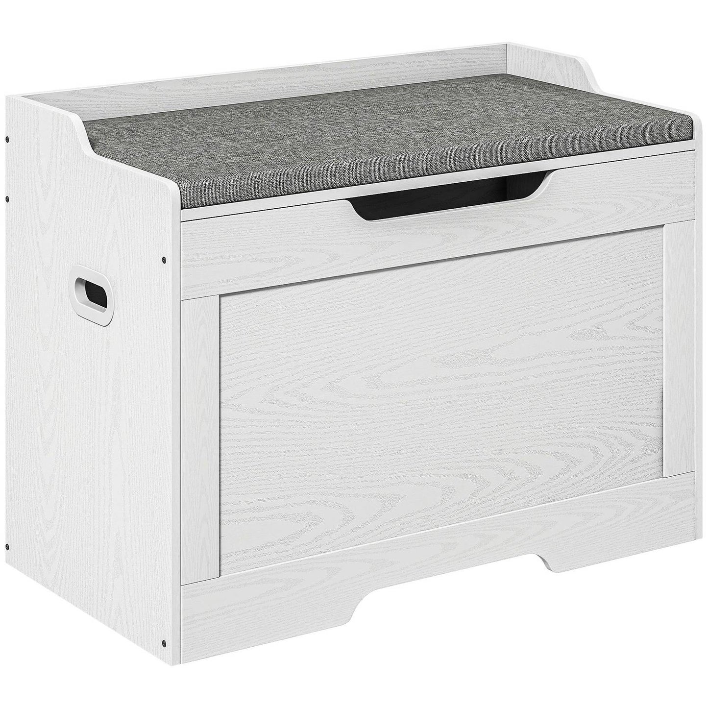 White 103L storage chest with lid and removable cushion