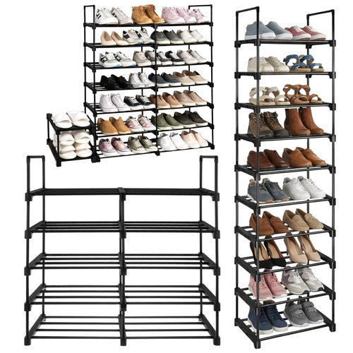 10-Level Shoe Rack, 20 Pairs, 45x30x174 cm, Black