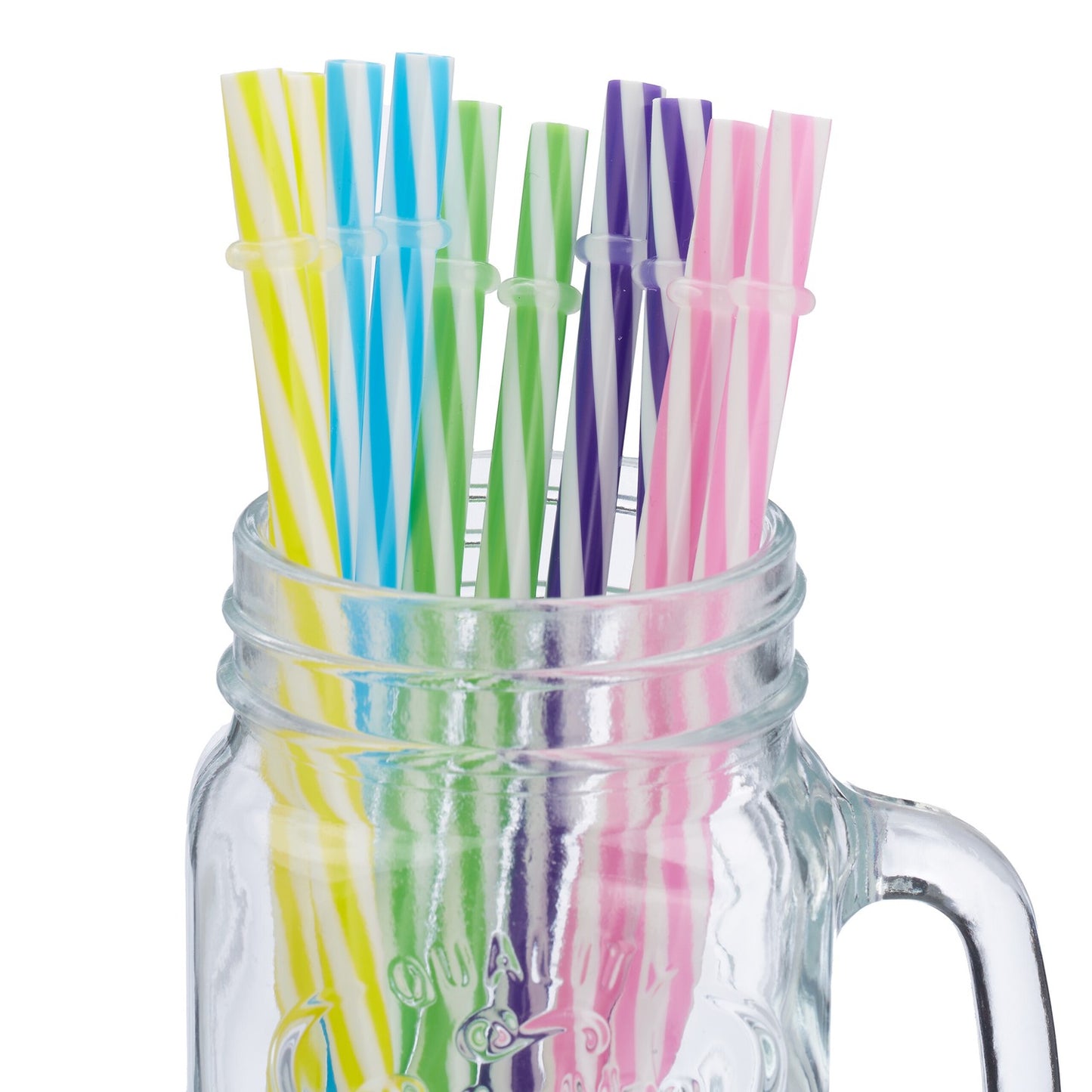 10x Colourful Drinking Glasses with Lids