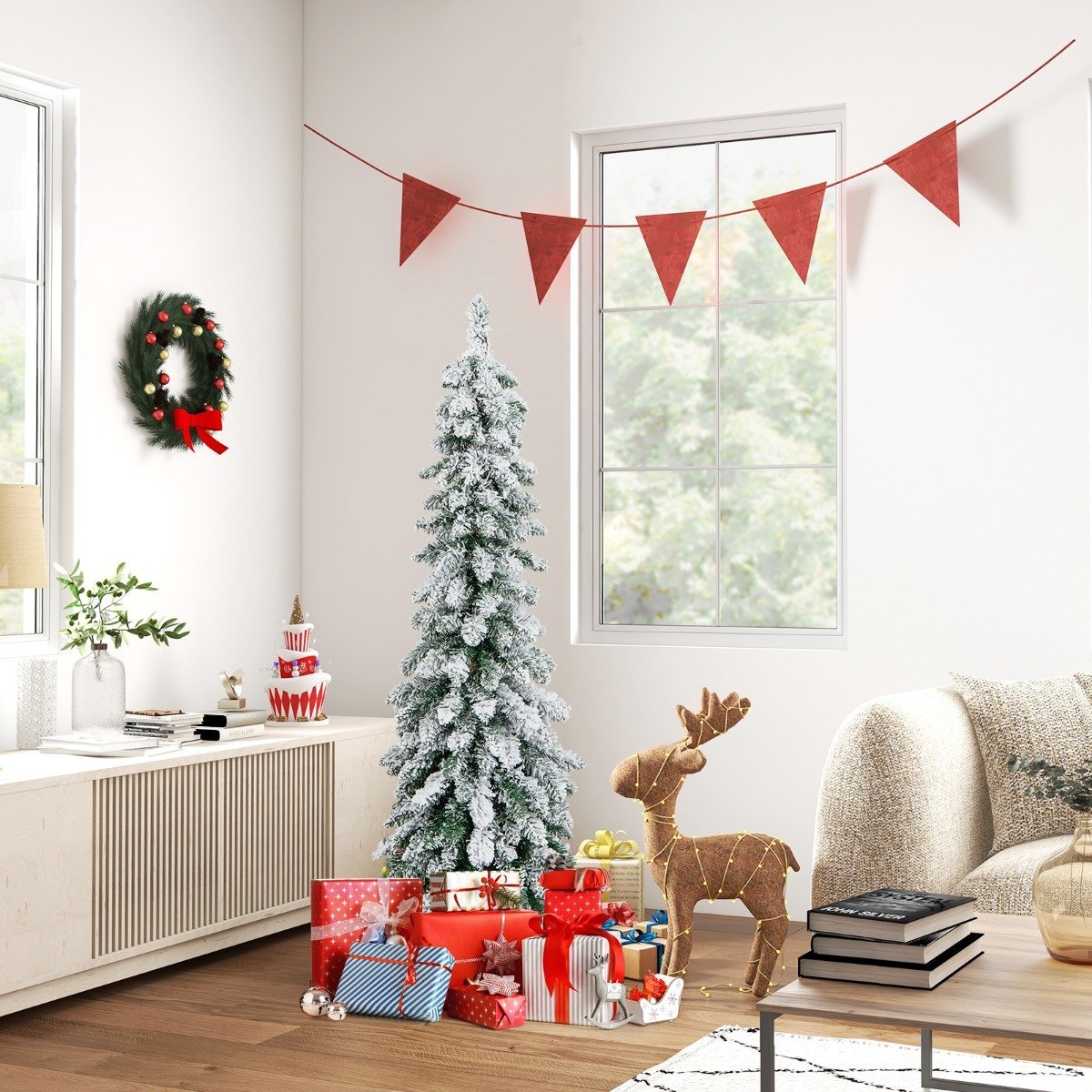 120cm Tall Artificial Christmas Tree with 225 PVC Branch Tips 100 LED Lights