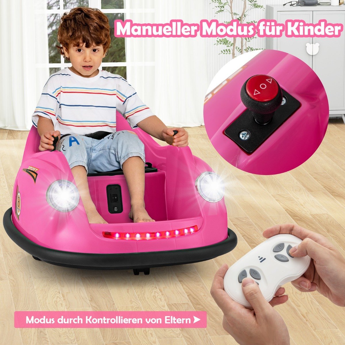 12V Bumper Car Children's Electric Bumper Car with Remote Control & LED lights & Music Pink