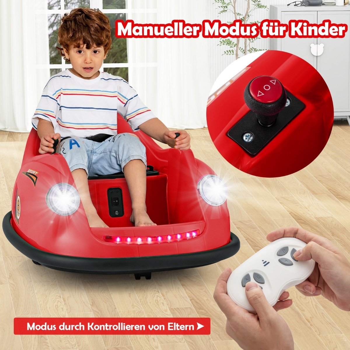 12V Bumper Car Children's Electric Bumper Car with Remote Control & LED lights & Music Red