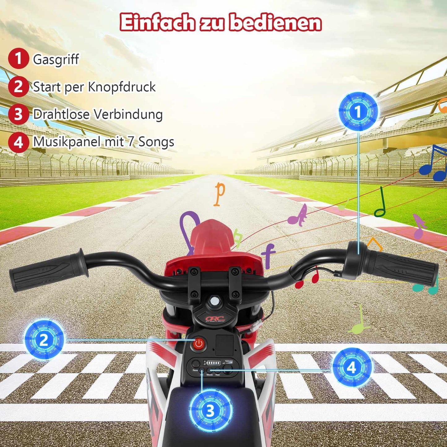 12V Kids Electric Motorcycle with Removable Training Wheels
