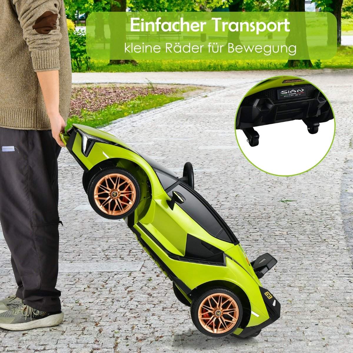 12V Lamborghini children's electric car with 2.4G remote control children's car 3-5km/h with MP3 green