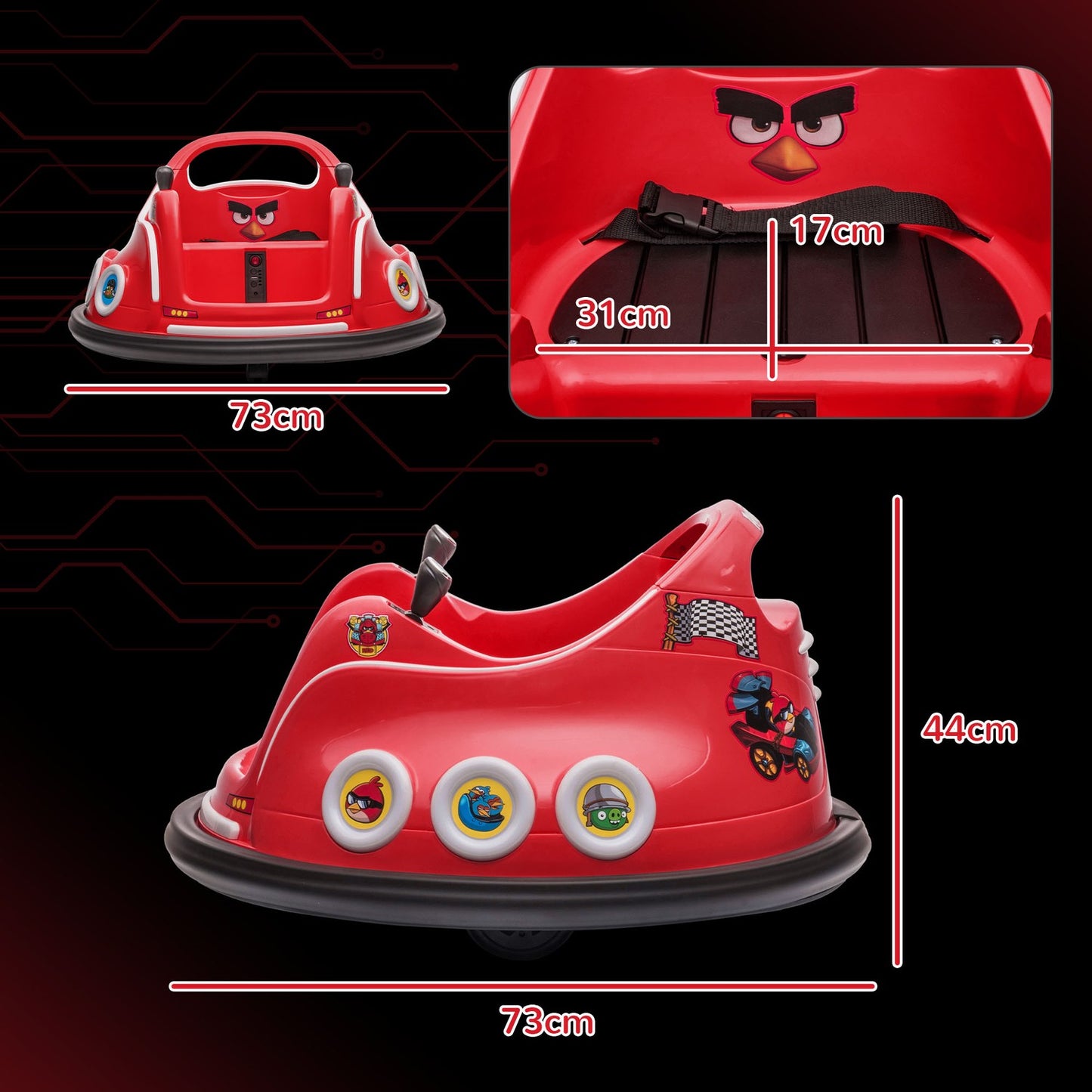 12V children's car with remote control, lights and 360° spin