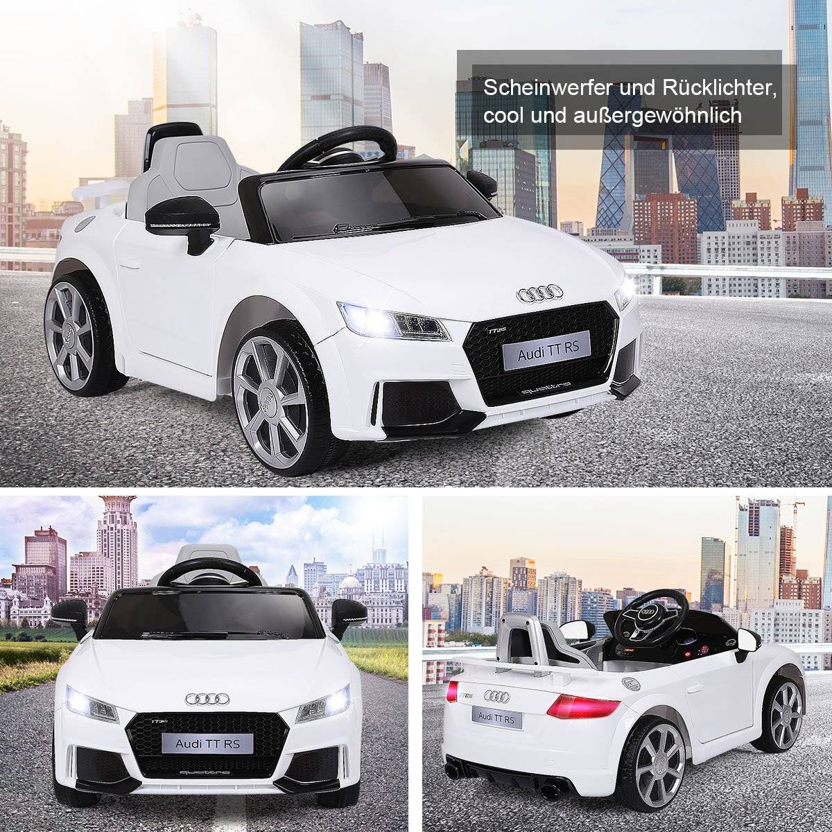 12V children's car with 2 motors and MP3 and music 104 x 63.5 x 45.5 cm white