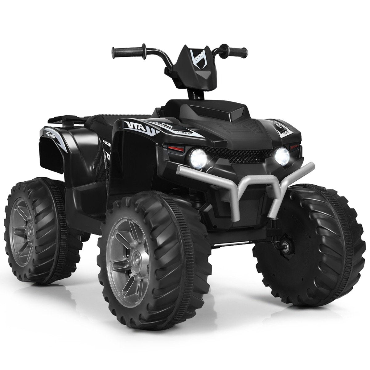 12V electric children's quad with headlights, mini electric quad with music and horn, 4 wheels children's quad, 2.8-5 km/h for children aged 3 and over, black