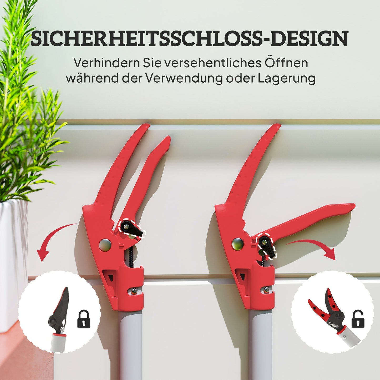 Tree Pruner, 120 cm Long, Aluminum Handle, Red