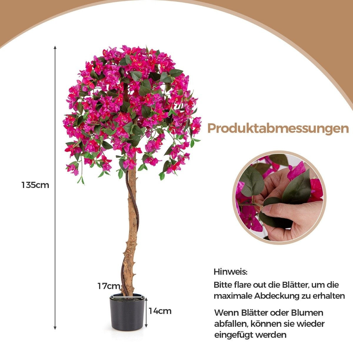 135 cm artificial tree with flowers artificial plant in pot Artificial tree with azalea flowers
