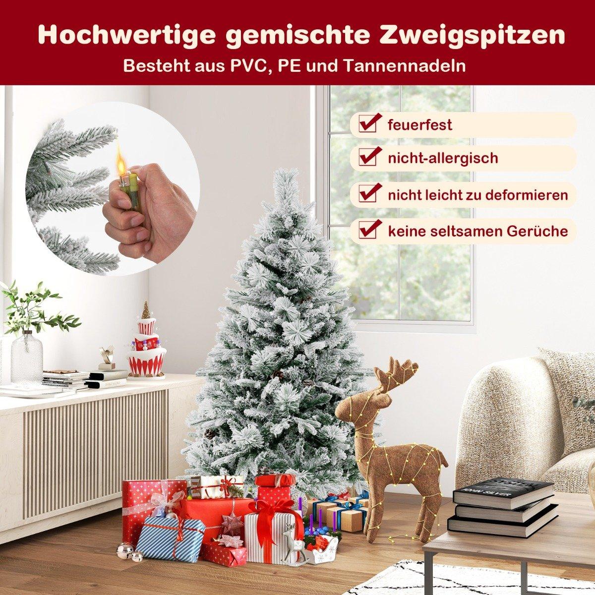 136 cm Artificial Christmas Tree with Snow & 8 Light Modes