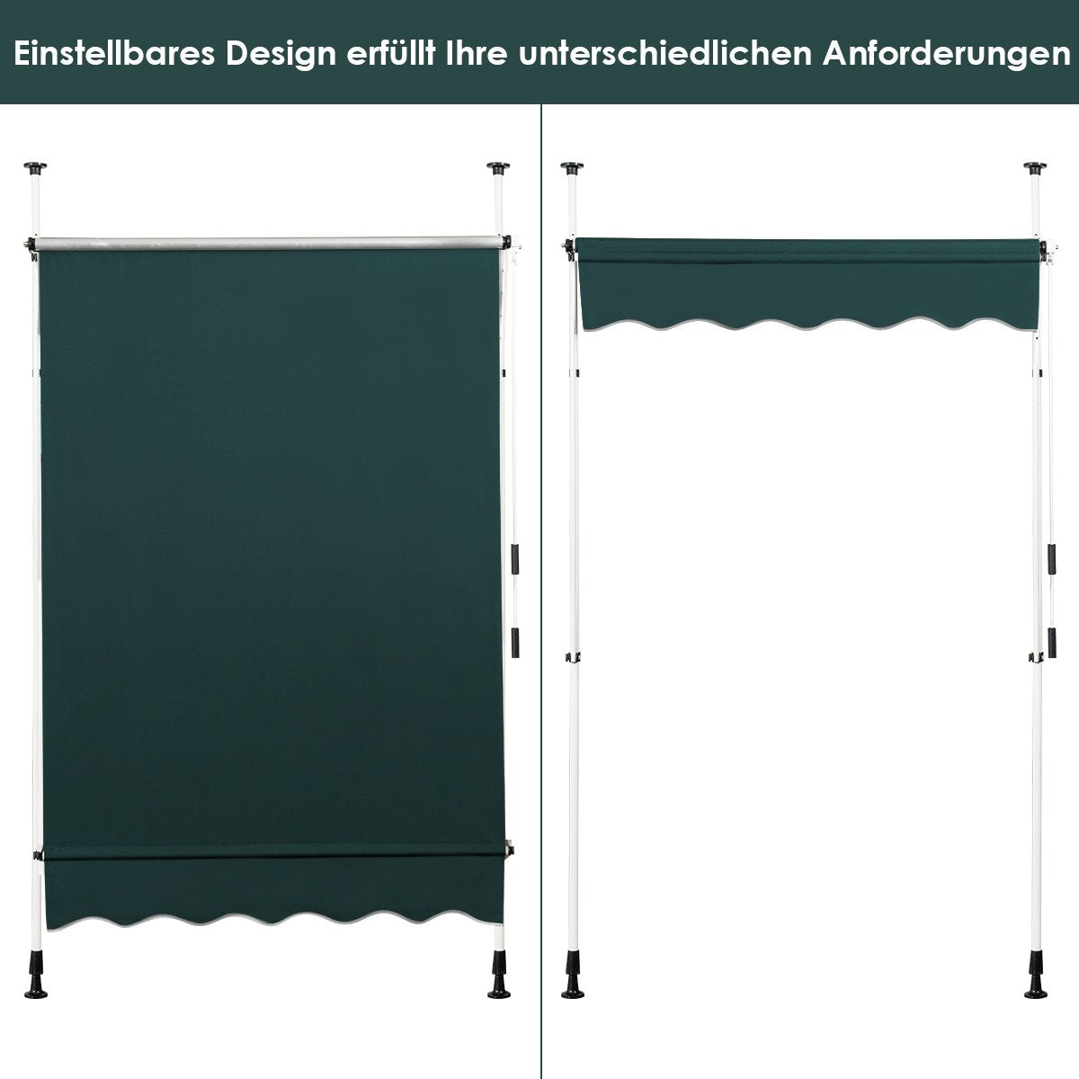 150 cm Adjustable UV-Resistant Balcony Awning, Green
