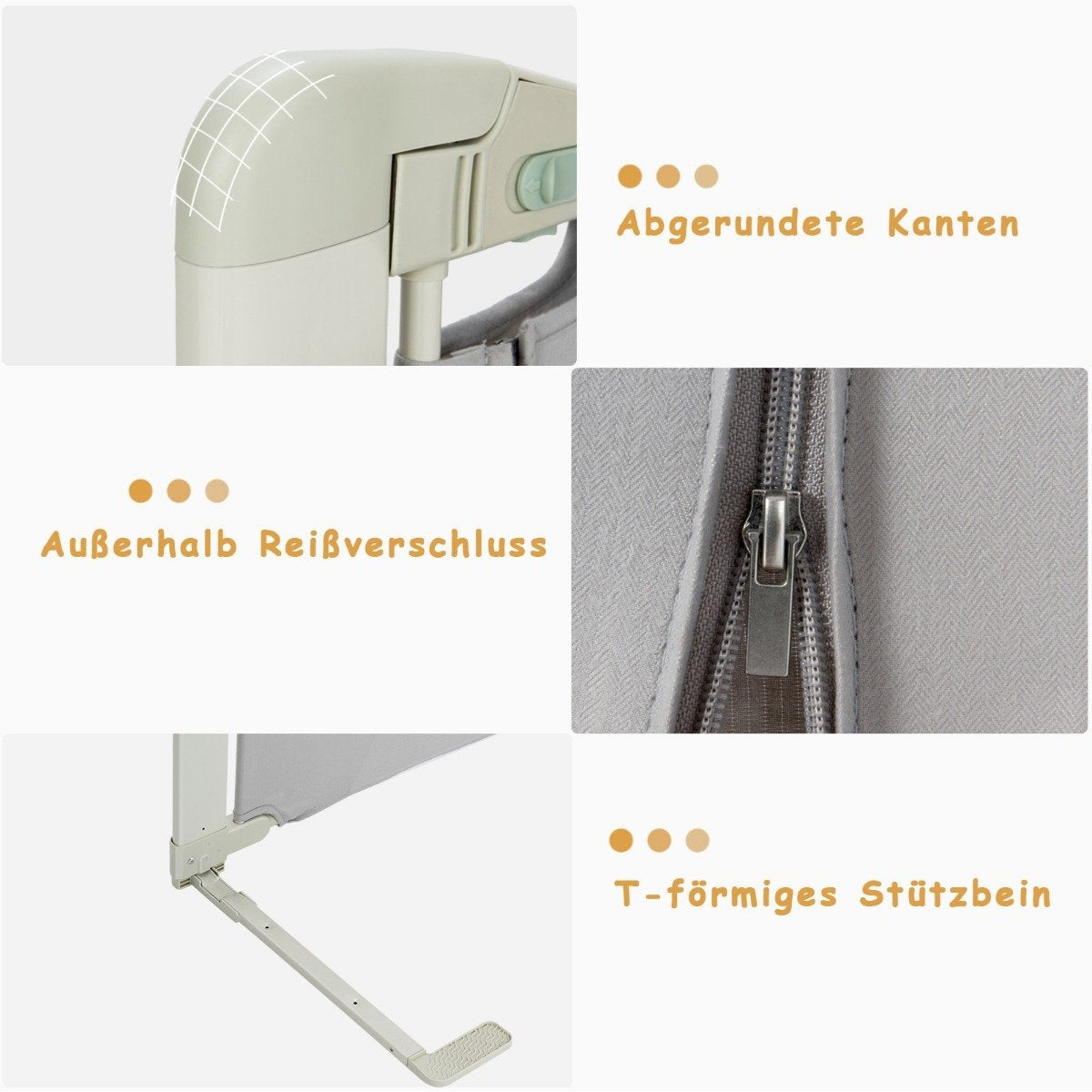 150 cm bed rail height adjustable bed guard with connection accessories gray
