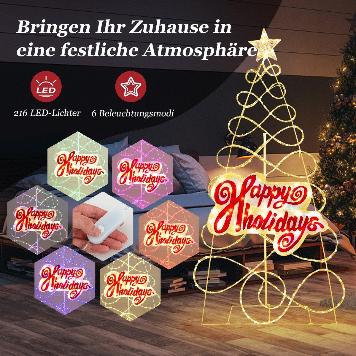 170cm LED Christmas tree with color changing lights & 6 light modes & letters & star