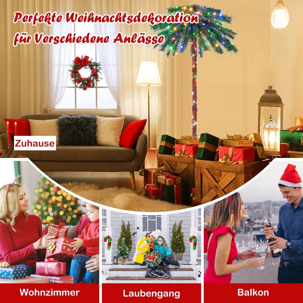 183cm Tall Artificial Palm Tree with PVC Branch Tips Lighted Artificial Tree for Christmas Green