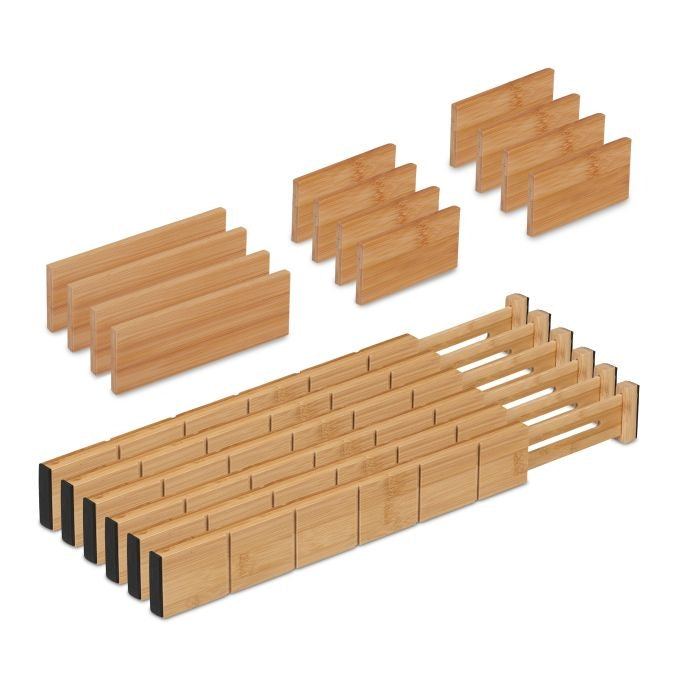 18-piece bamboo drawer divider set
