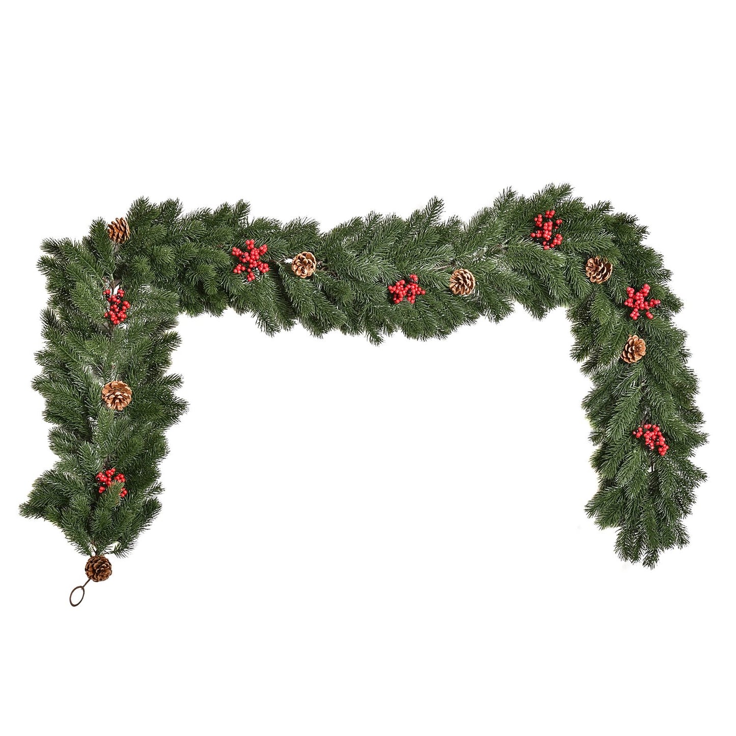 Artificial Christmas garland with pine cones and berries, 1.9M