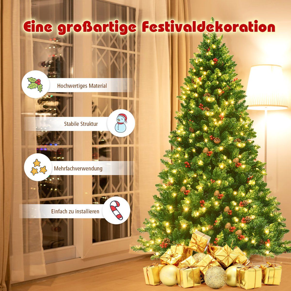 200cm artificial Christmas tree Christmas tree with 1100 branches & premium artificial tree green