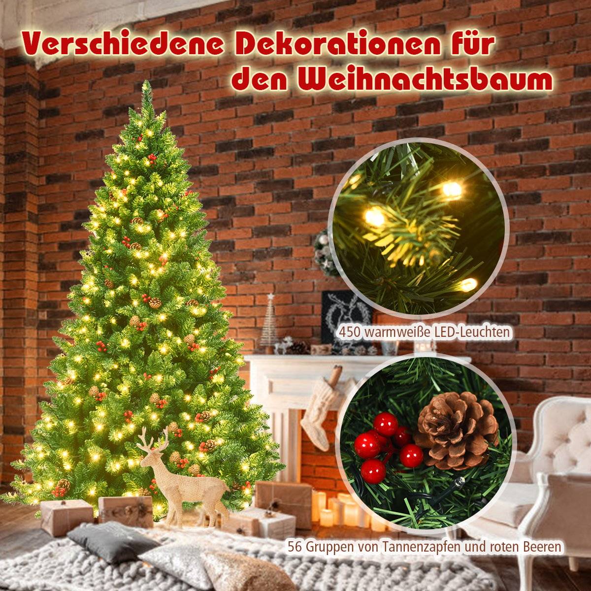 200cm artificial Christmas tree Christmas tree with 1100 branches & premium artificial tree green
