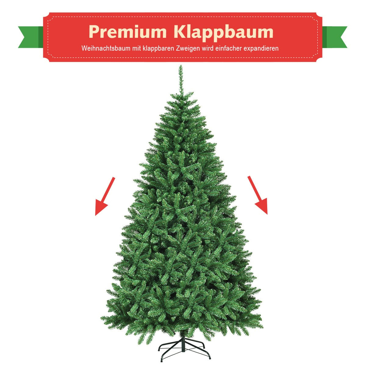 225 cm Artificial Christmas Tree with Metal Stand Artificial Tree Christmas Green