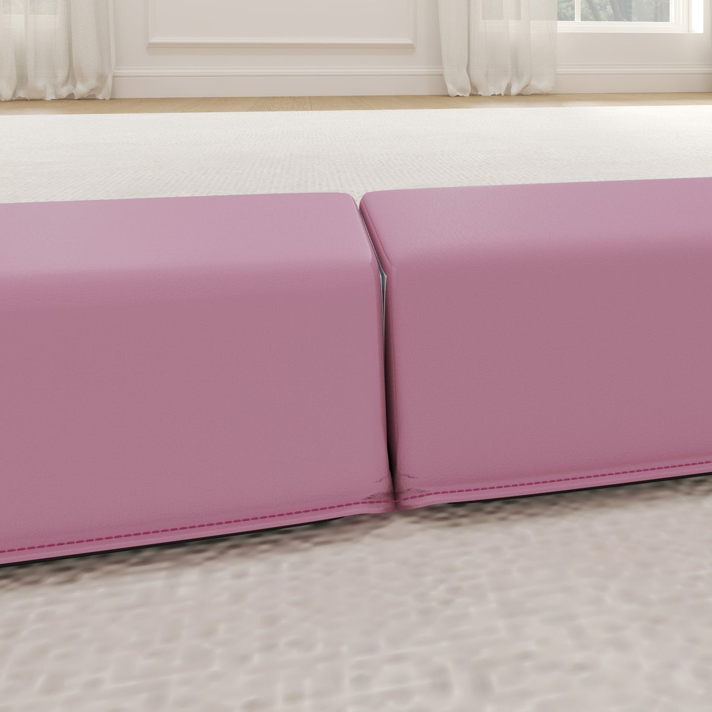 Portable 236 cm non-slip pink gymnastic beam for children