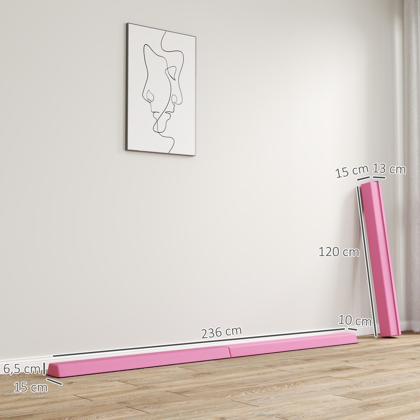 Portable 236 cm non-slip gymnastic beam for children 3+