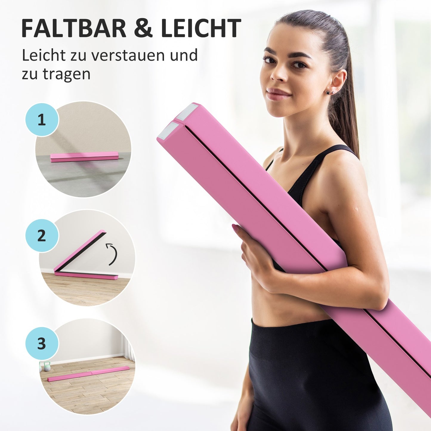 Portable 236 cm non-slip gymnastic beam for children 3+