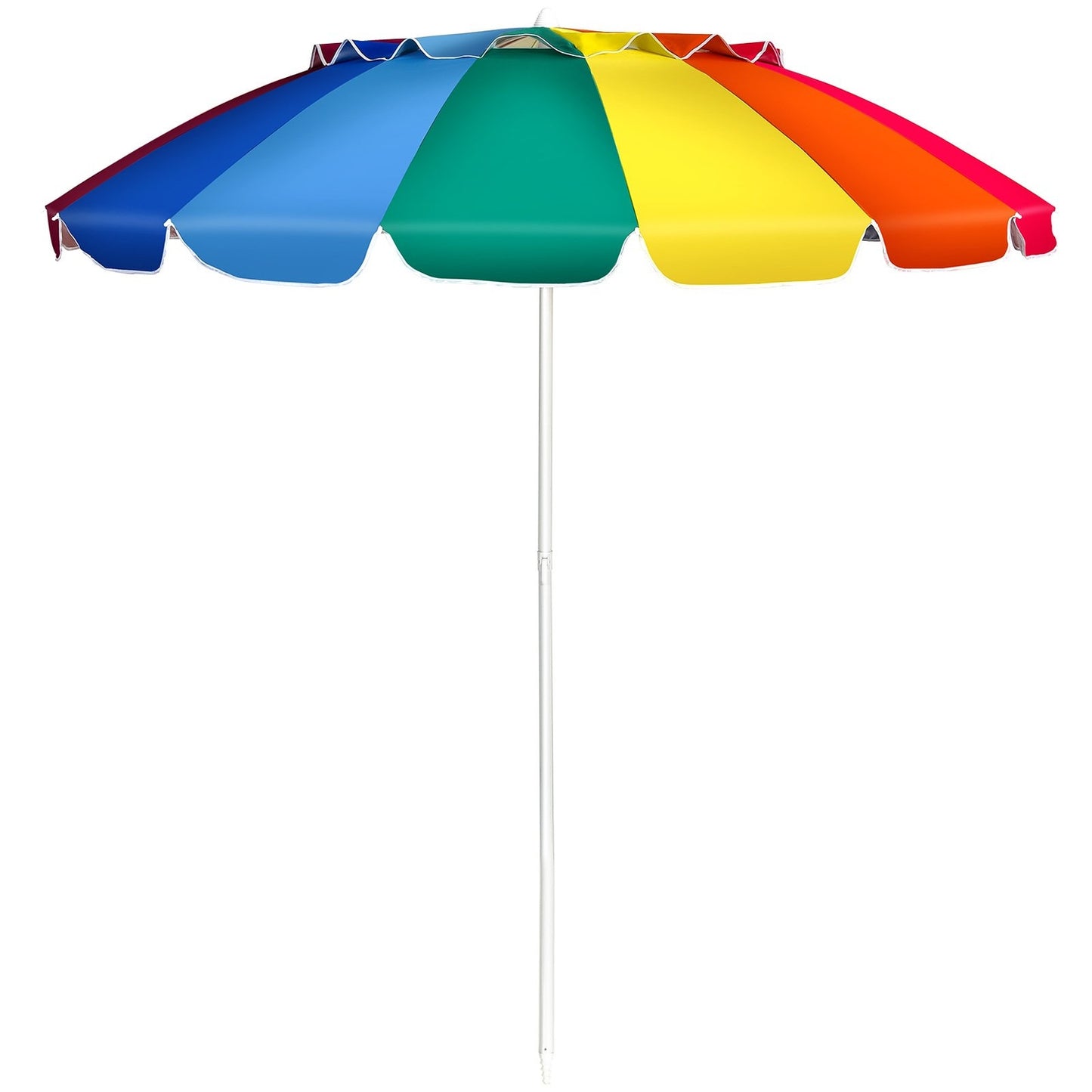 243cm Beach Parasol Outdoor Parasol Beach Umbrella Aluminum Tiltable Patio Umbrella - Colorful