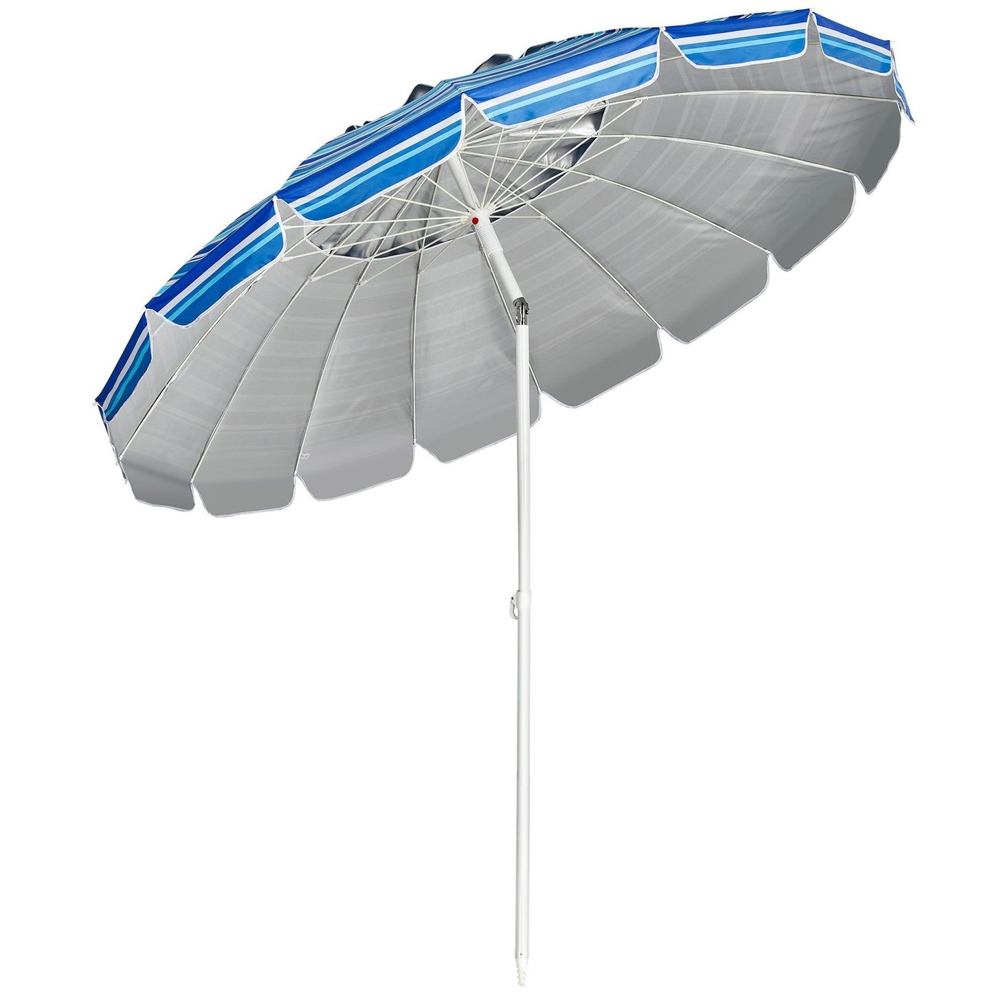 243 cm beach parasol outdoor parasol beach umbrella aluminum tilting patio umbrella - dark blue