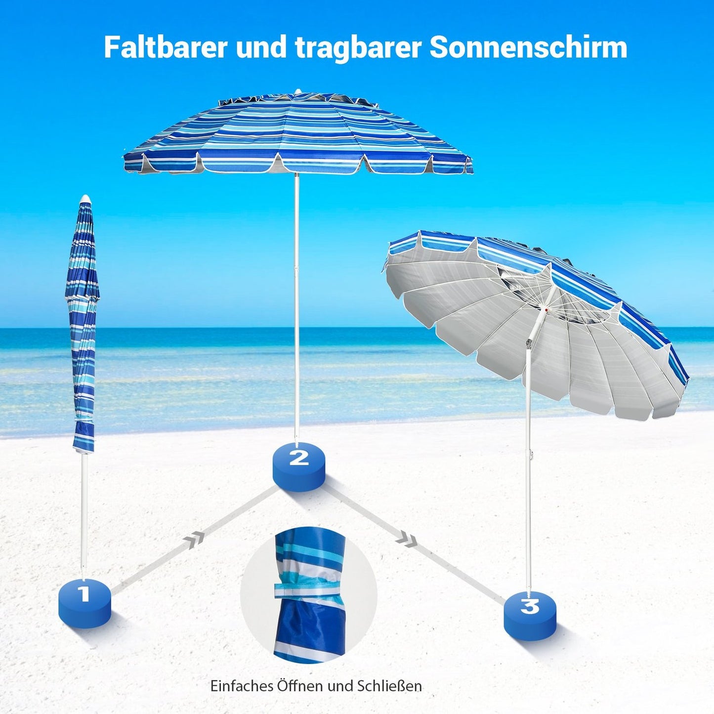 243 cm beach parasol outdoor parasol beach umbrella aluminum tilting patio umbrella - dark blue