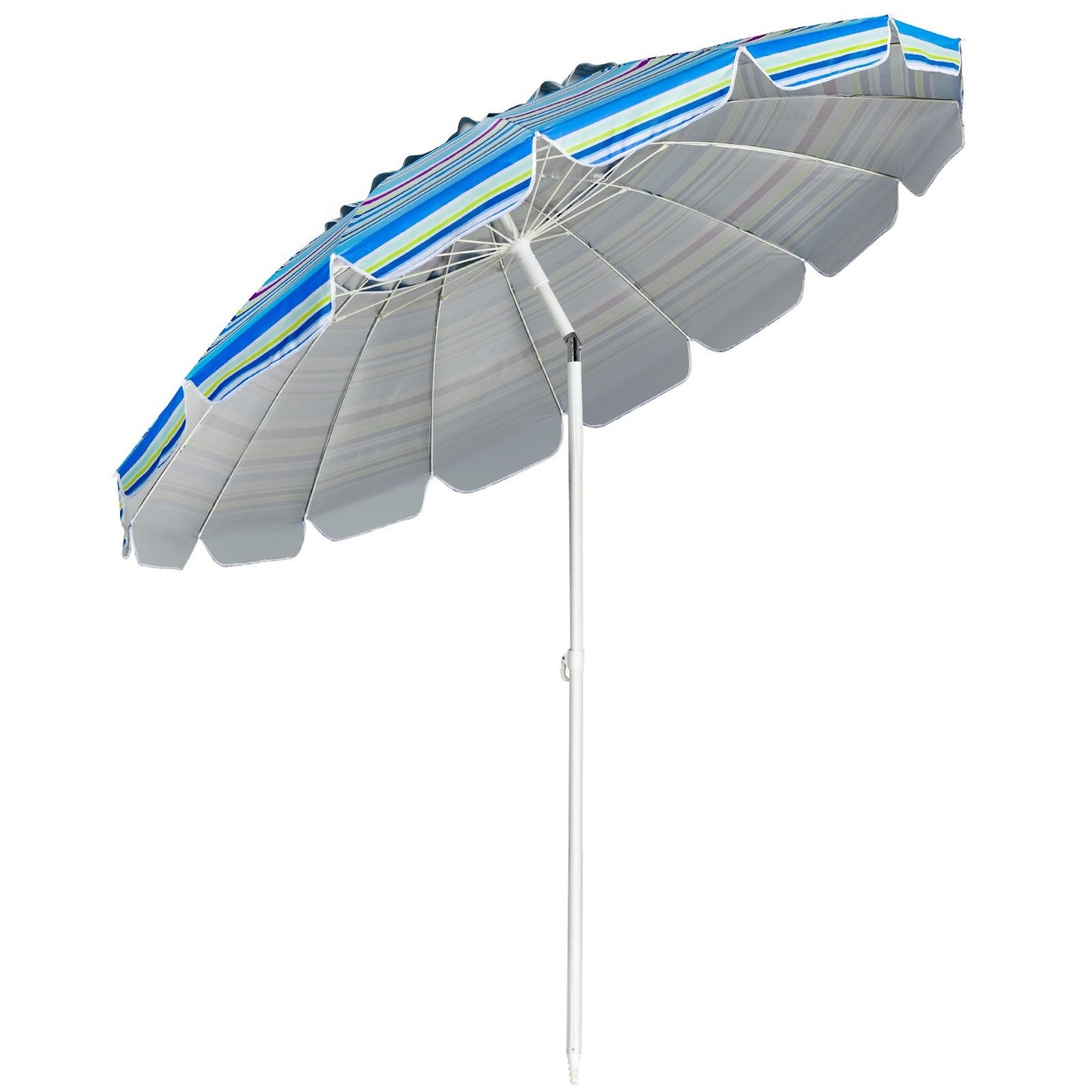 243cm beach parasol outdoor parasol beach umbrella aluminum tilting patio umbrella - light blue