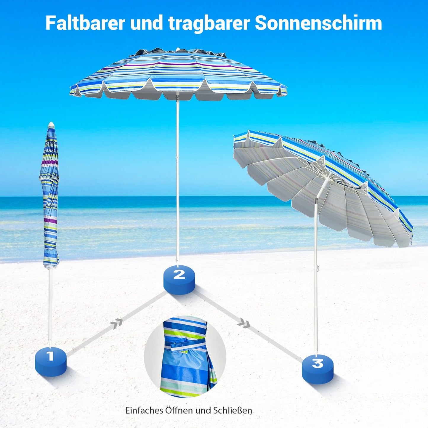 243cm beach parasol outdoor parasol beach umbrella aluminum tilting patio umbrella - light blue