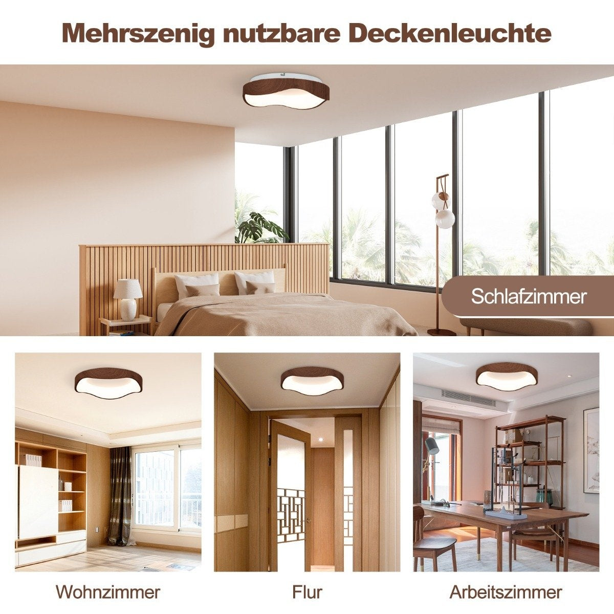 24W LED ceiling light energy saving ceiling lamp with wood grain 41.5 x 10 cm