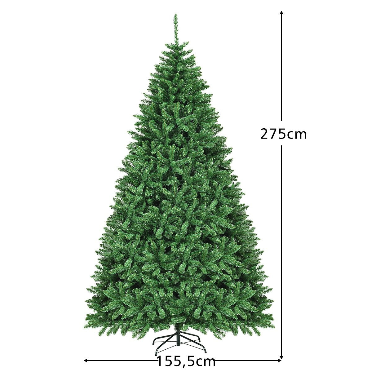 275 cm Artificial Christmas Tree Metal Stand Artificial Tree with 3594 Tips