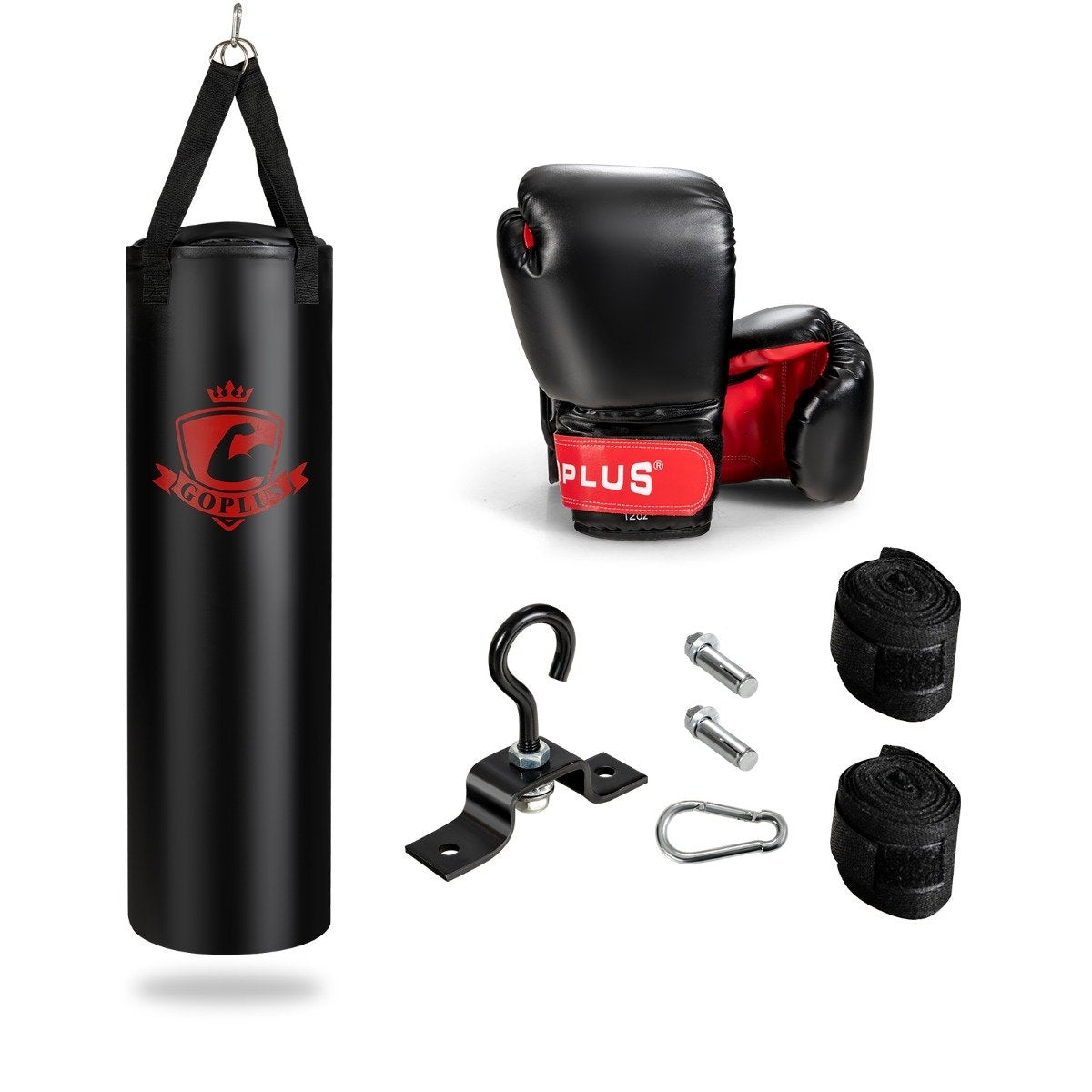 28.5 kg punching bag set punching bag with 12 oz boxing gloves & hand straps black