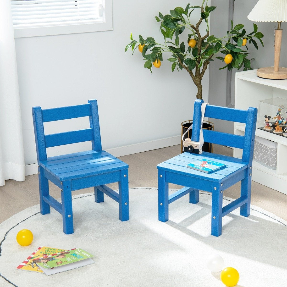 2 Children's Chairs for Indoor & Outdoor Weatherproof Heavy Duty Learning Chair for Toddlers Blue
