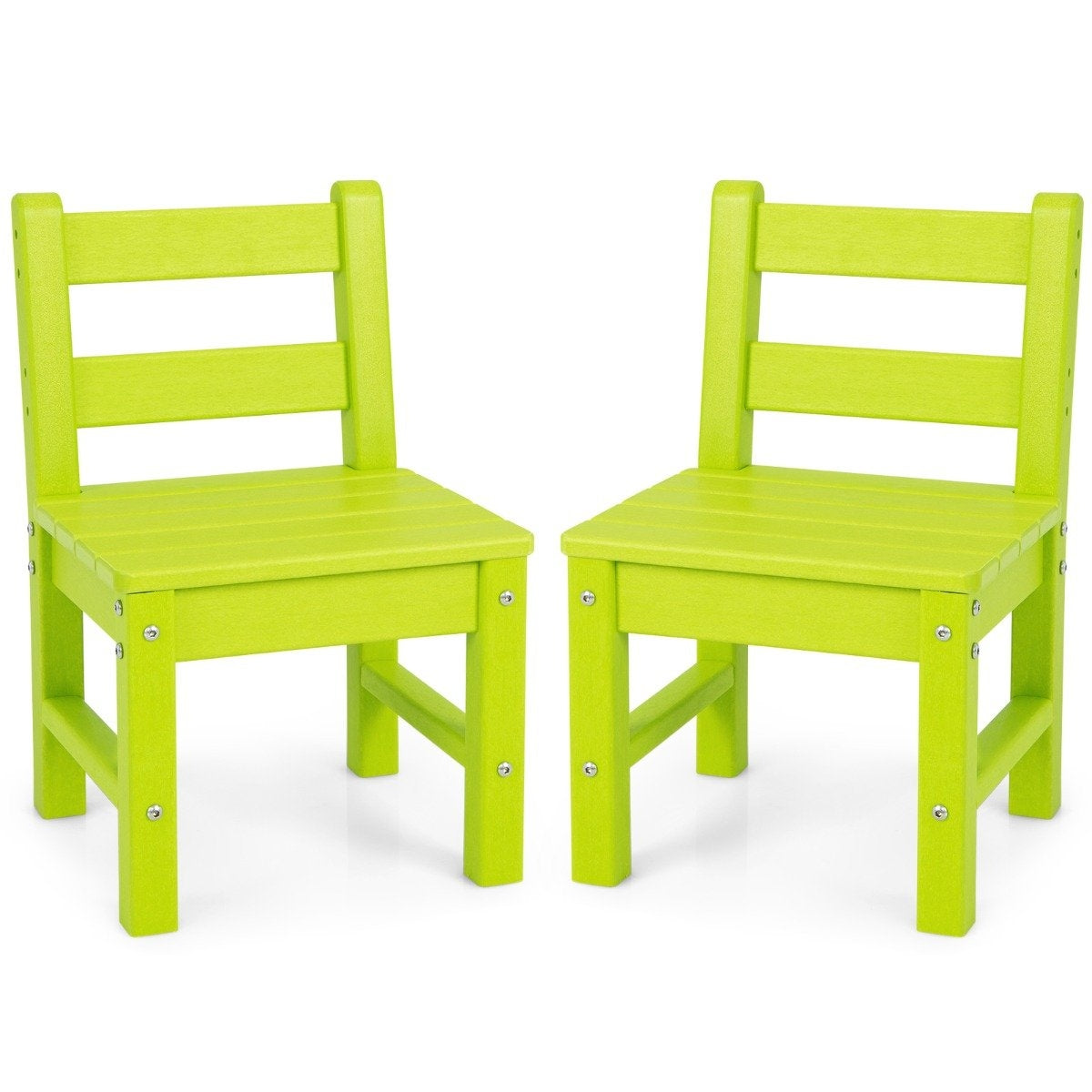 2 Children's Chairs for Indoor & Outdoor Weatherproof Heavy Duty Learning Chair for Toddlers Green