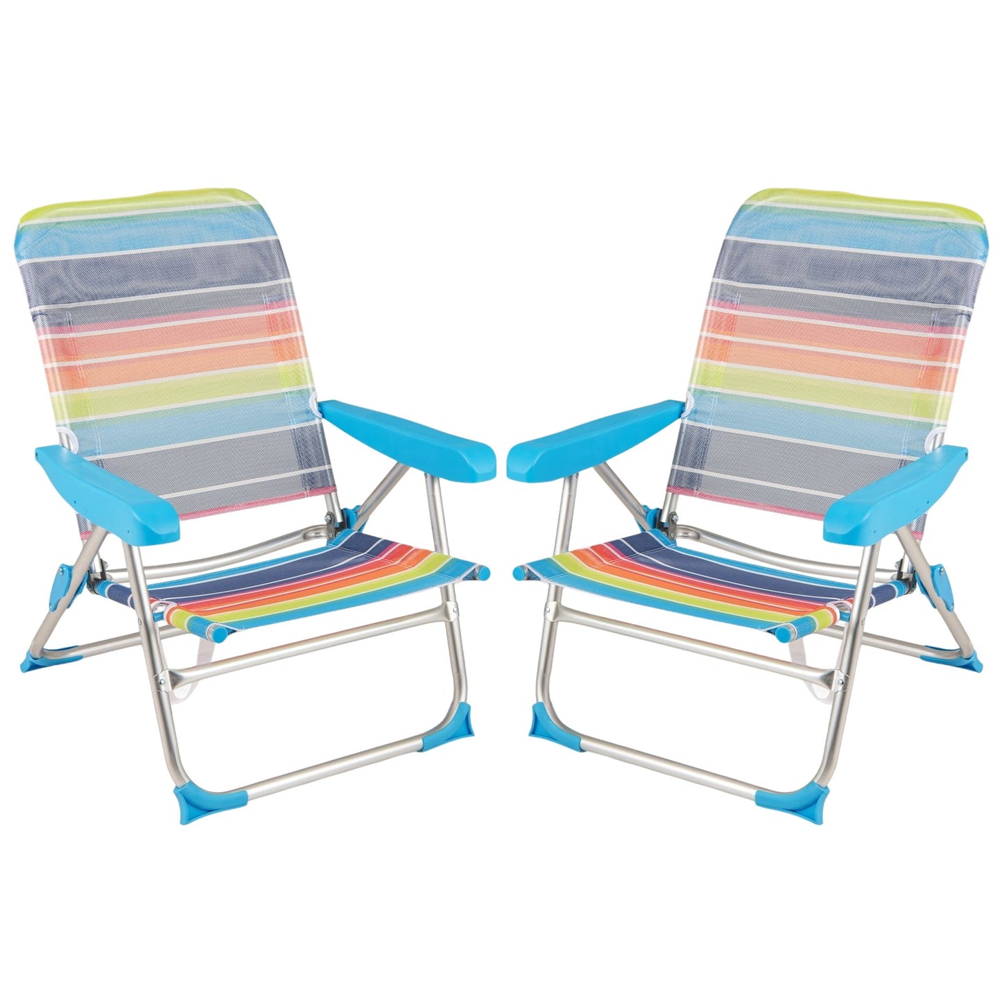 2-Piece Folding Beach Chair Set, Adjustable Backrest