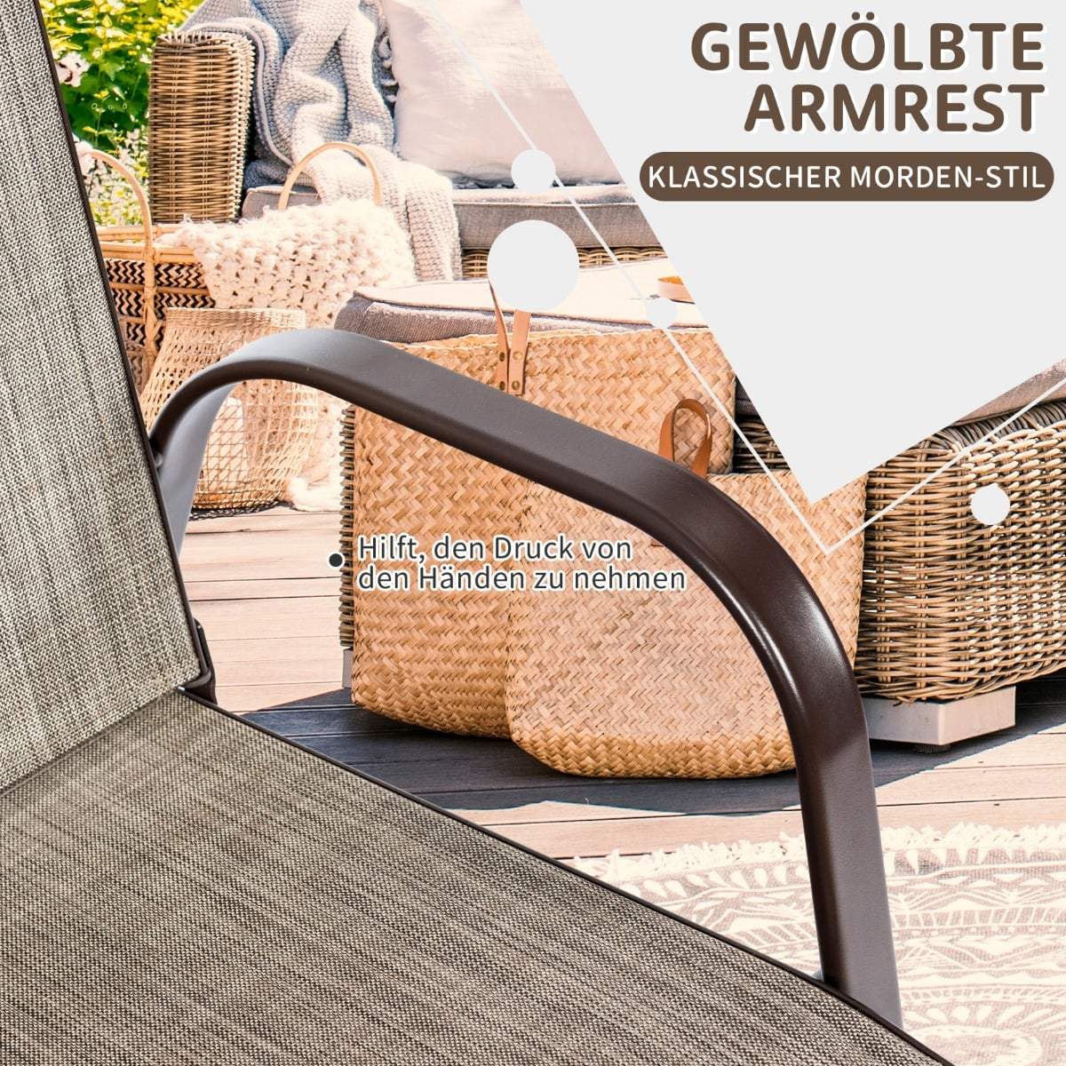 2-Piece Outdoor Bistro Chairs, Curved Arms, Metal Frame