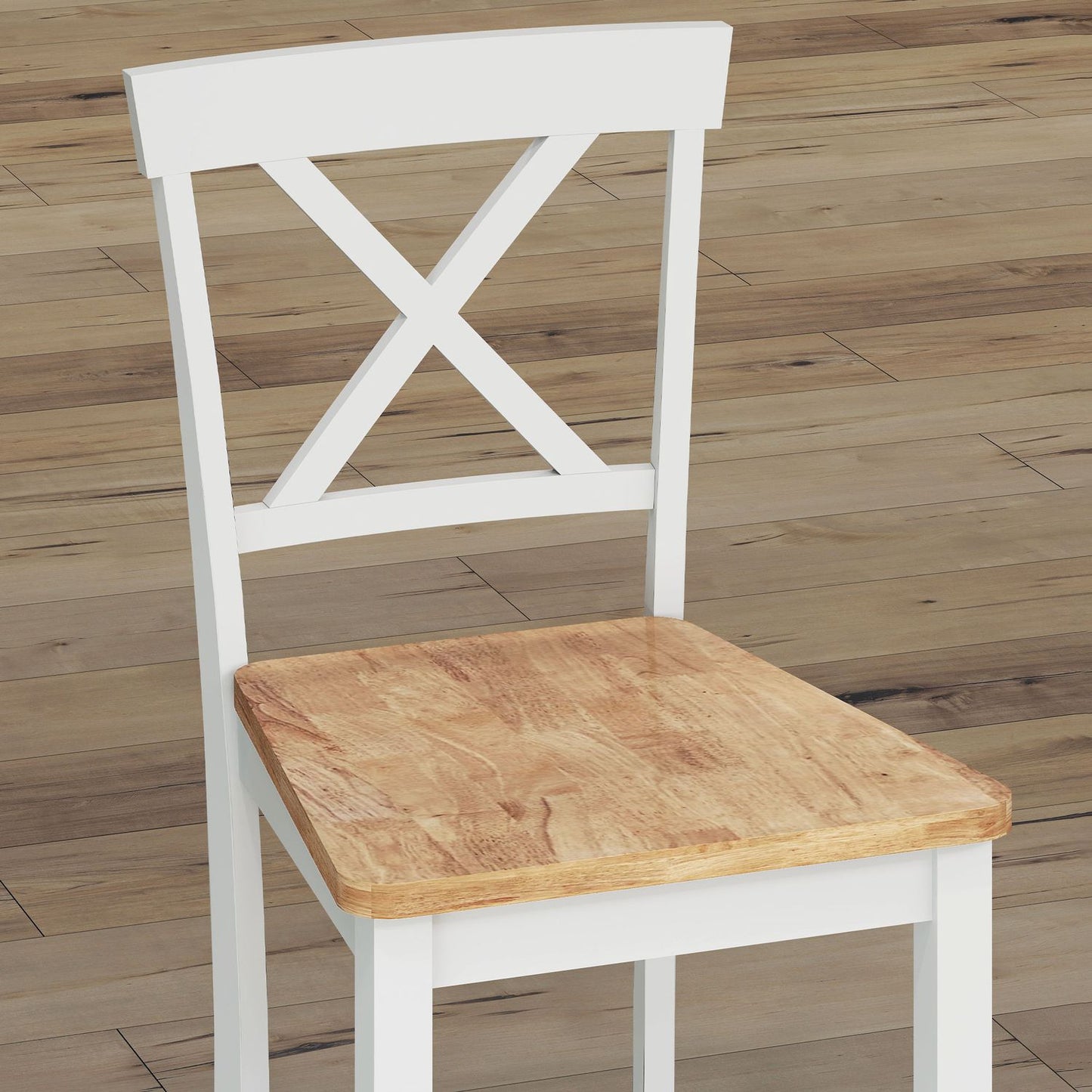 2-Piece Rubberwood Bar Stools, Oak & White, 60 cm Seat