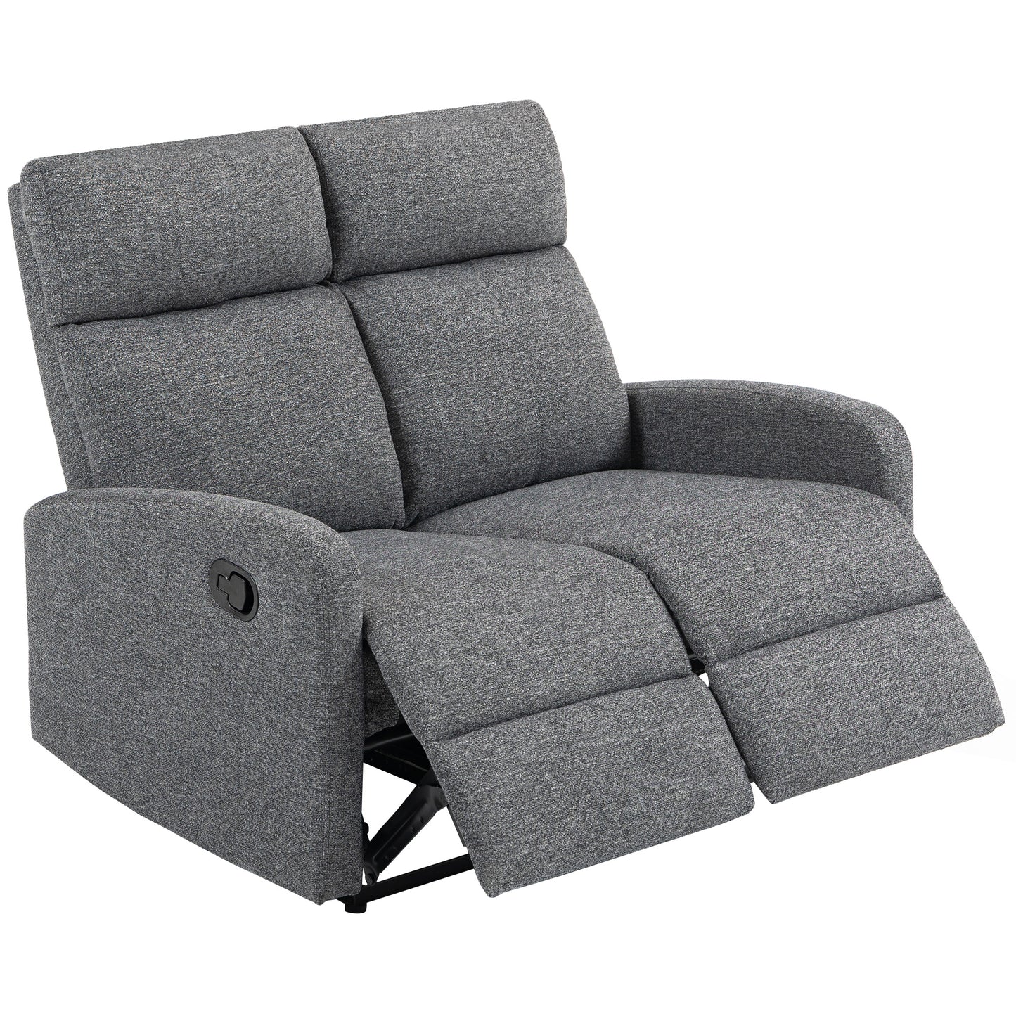 2-Seater Recliner Sofa, Adjustable Backrests, Grey Fabric