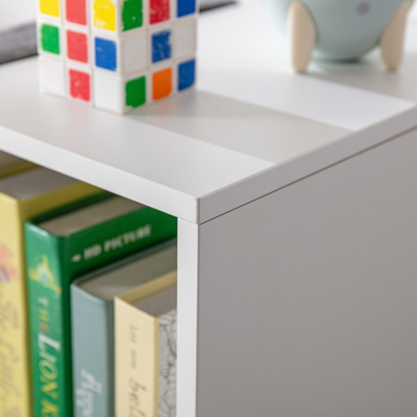 2-in-1 Kids Storage Shelf & Bench with Cushion, White/Grey