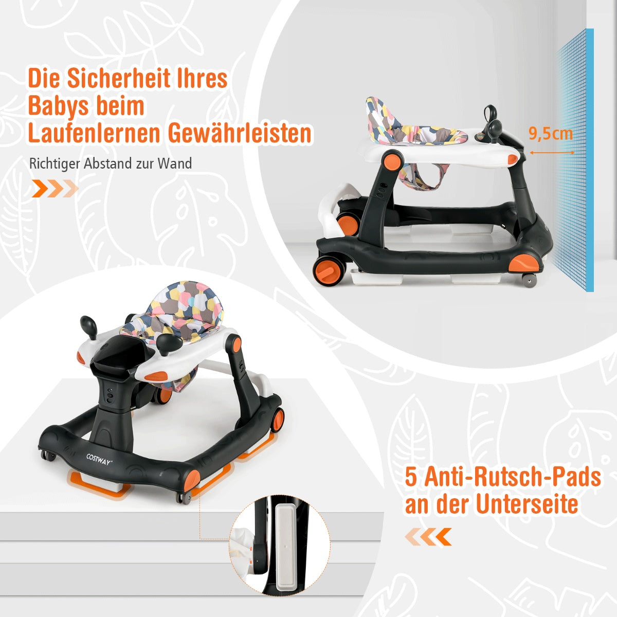 2 in 1 baby walker folding baby walker black