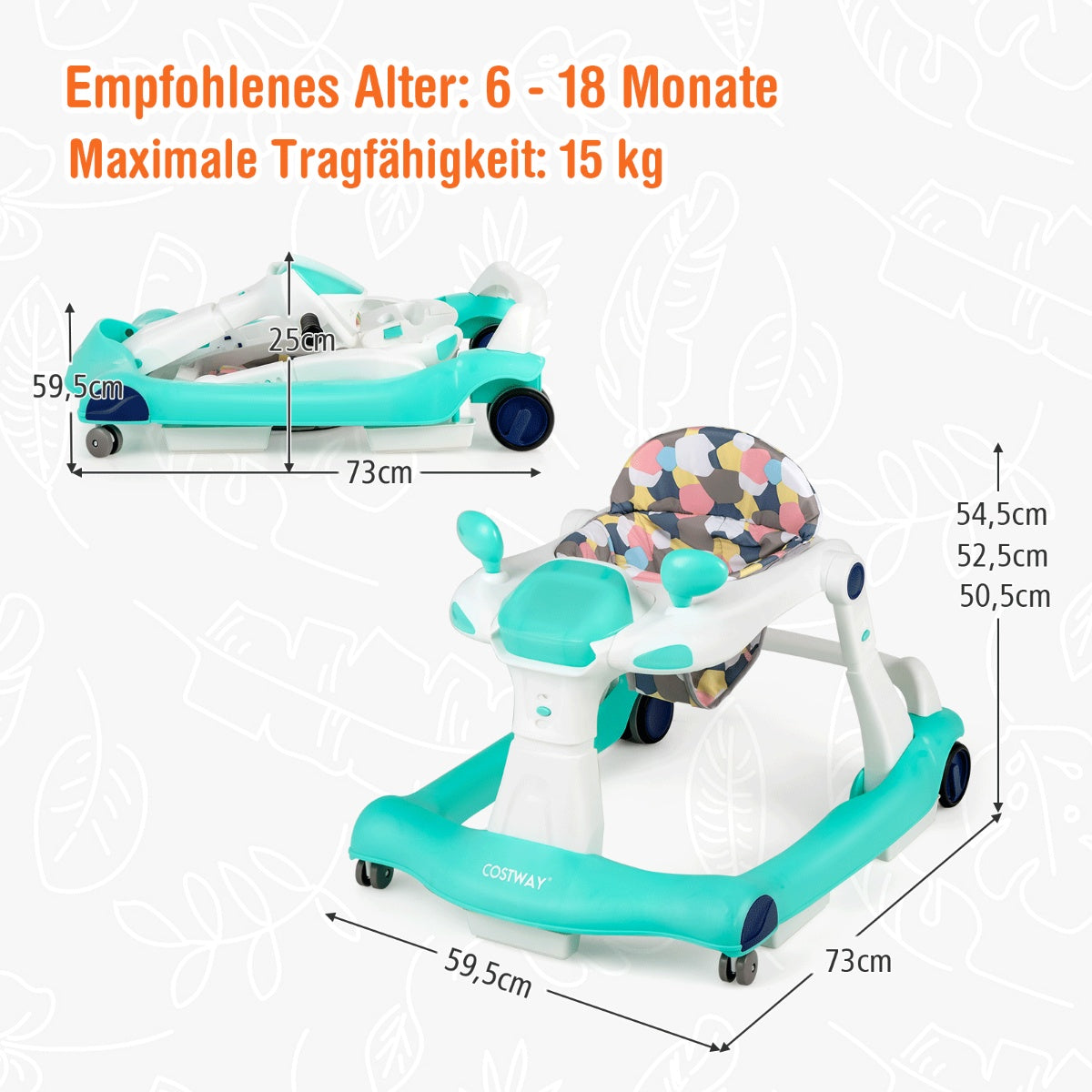 2 in 1 baby walker folding baby walker green