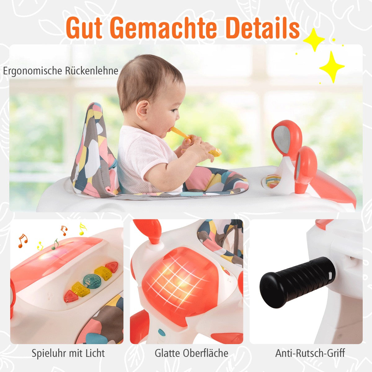 2 in 1 baby walker folding baby walker orange