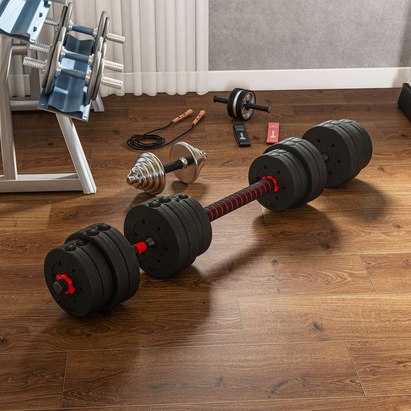 Adjustable Dumbbell & Barbell Set, 30 kg, Home Gym Use