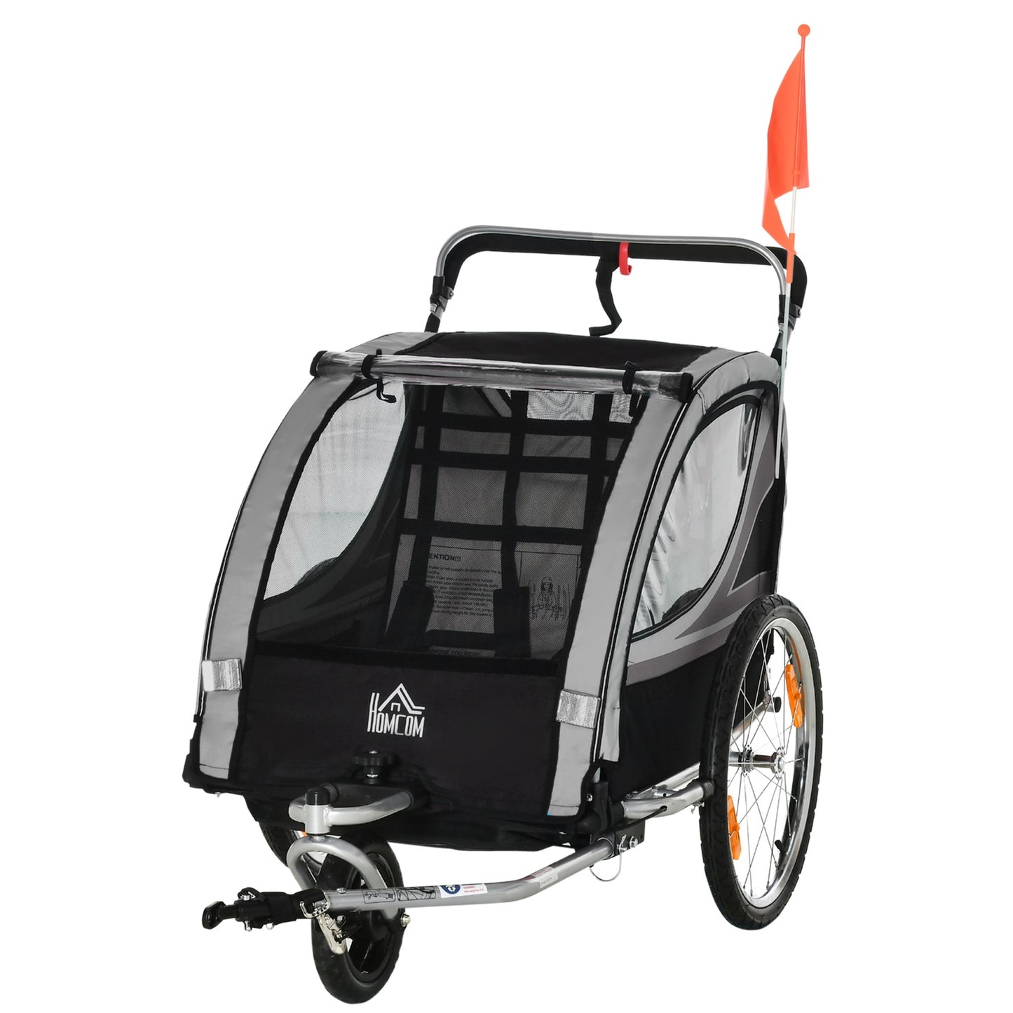 Folding bicycle stroller for 2, 18+ months, gray
