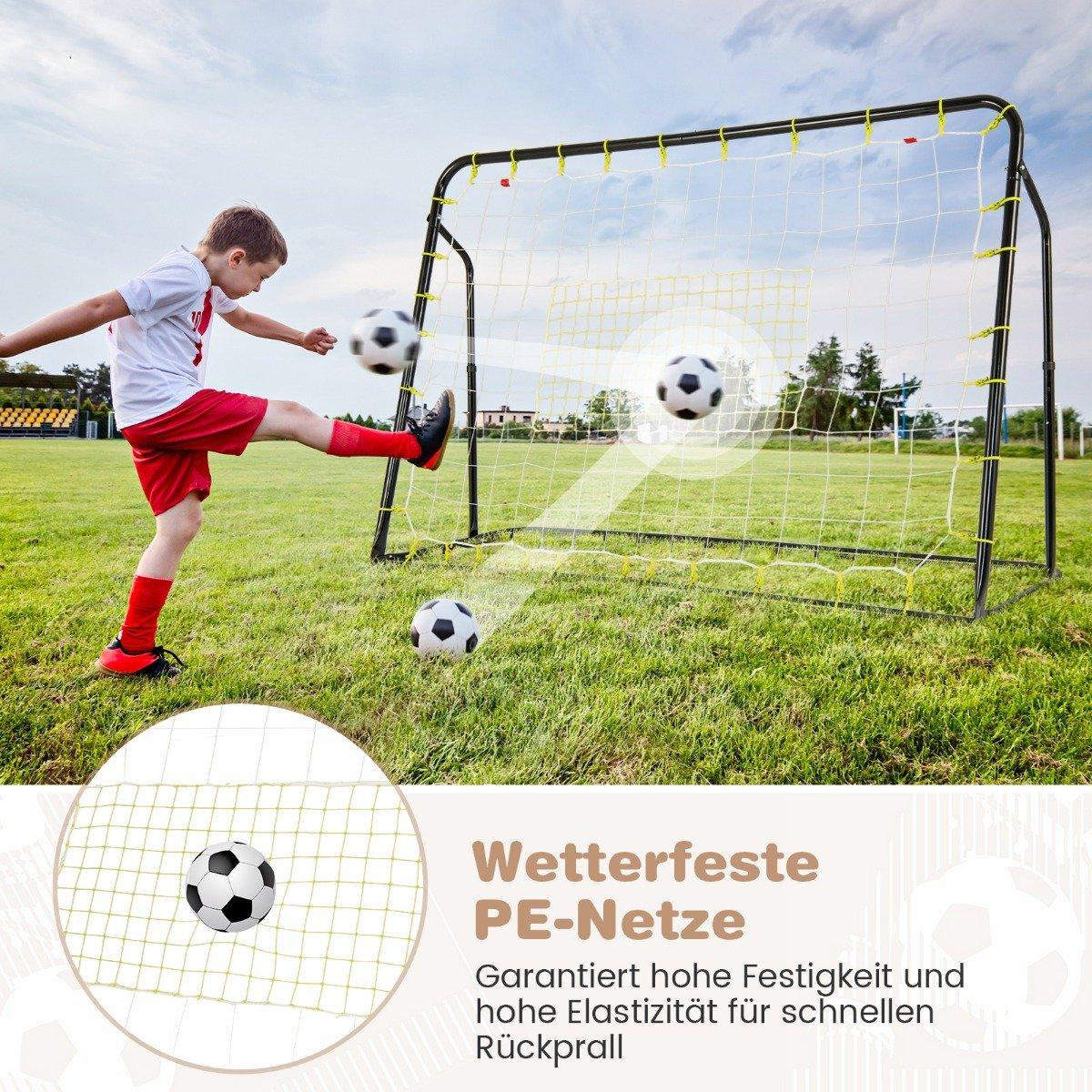 2 in 1 football goal & rebounder football goals 187 x 60 x 102-122.5 cm children's football goal set height adjustable black
